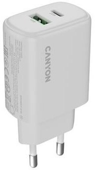 Karikues mure CANYON OnCharge 250, 25W, 1x USB C PD 1x USB A QC, i bardhë