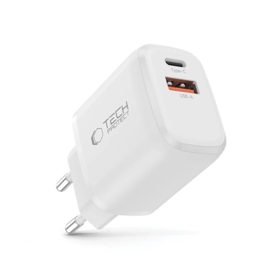 Karikues muri Tech-Protect NCA20, 20W, USB-A USB-C, i bardhë