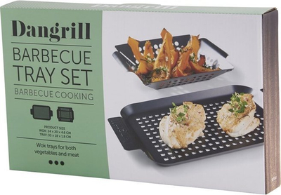 Set tava pjekjeje Dangrill Roasting Pan, 2 cope, çelik inox, argjendtë