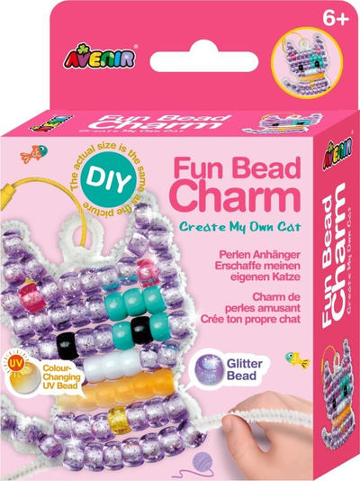 Set kreativ Avenir Fun Bead Charm Make My Own Cat, rruaza shumëngjyrëshe, DIY, për kalamaj