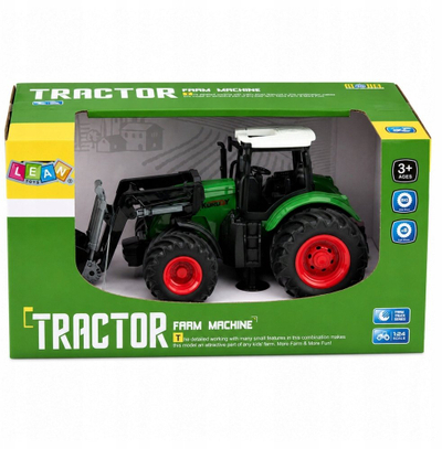 Traktor lodra LEAN Toys me ngarkues ballor, rrota gome, 1:24, i gjelbër