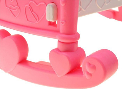 Djep lodër për kukulla Baby Bed ZA1668, me karusel, set gjërash, rozë