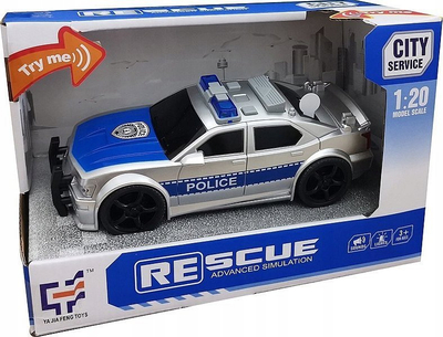 Lodër makinë policie Ya Jia Feng Rescue, shkallë 1:20, me drita dhe zëra, bardh e kaltër