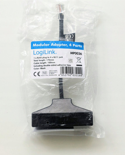 Ndarës telefoni LogiLink UA0103, RJ45 në 4x RJ11, 0.1m, i zi