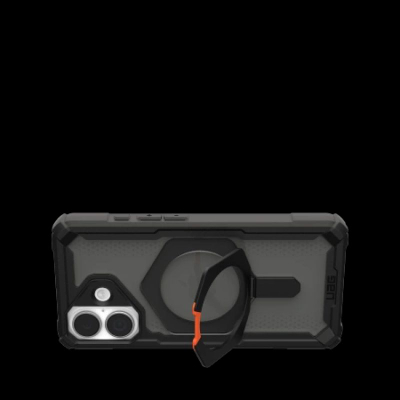 Mbrojtëse telefoni UAG Plasma XTE MagSafe për iPhone 17, e fortë, me këmbë mbajtëse, me dy ngjyra, e zezë me portokalli
