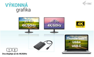 Konvertues I-tec USB-C Dual 4K/60Hz (single 8K/30Hz) HDMI Video Adapter