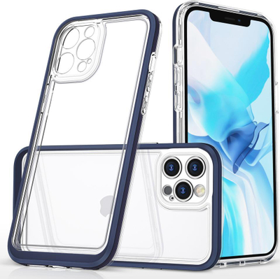 Këllëf telefoni Hurtel Clear 3in1 për iPhone 12 Pro, xhel transparent, kornizë blu
