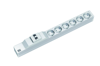 Zgjatues rack Bachmann 333.412, 6 dalje SCHUKO, 1U 19", gri e hapur