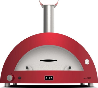 Furrë pice Alfa Forni Moderno 5 Pizze Hybrid, gaz dhe dru, profesionale, e kuqe