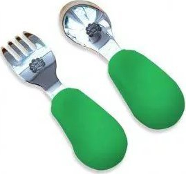 Set piruni me lugë për kalamaj Nanas Manners Stage 2, 1–3 vjeç, me doreza ergonomike, jeshile
