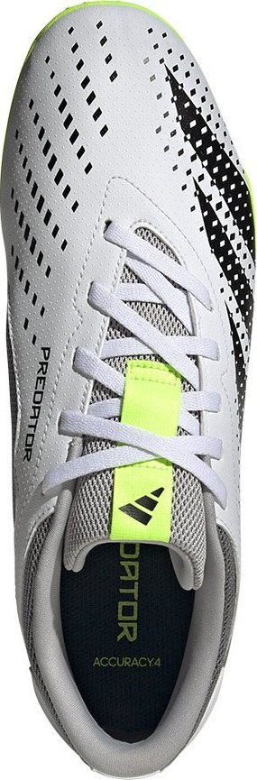 Këpucë futsalli Adidas Predator Accuracy 4 IN për të rritur, taban gome për mrena, të bardha me neon