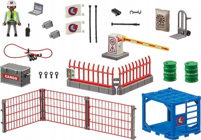 Set lodër Playmobil Cargo Warehouse 70773, City Action, magazinë ngarkese porti, multingjyrësh