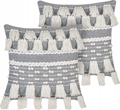 Set jastekësh dekorativë BRAHEA, pambuk, 45 x 45 cm, gri me të bardhë