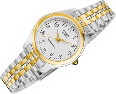 Часовник Casio LTP-1129G-7BRDF на рака, аналоген, двобоен сребро и злато