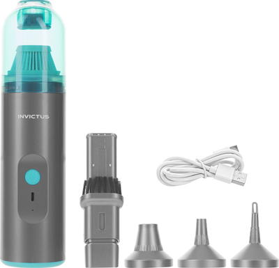 Правосмукалка Genius INVICTUS ONE HOME, 80W, сет од 8 делови, сива тиркизна