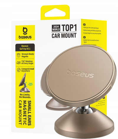 Mbajtës telefoni magnetik Baseus GoTrip DC1, për parbriz dhe pult, kompatibil MagSafe, ari