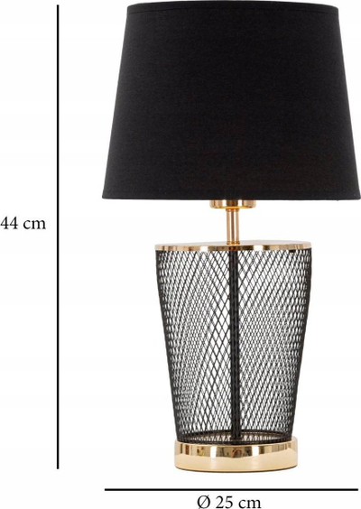 Lampë tavoline Mauro Ferretti Tower, E27 40W, 25 x 44 cm, e zezë me ari