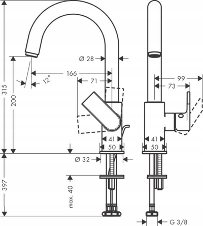 Rubinet lavamani Hansgrohe Vernis Shape 200, montim mbi lavaman, krom