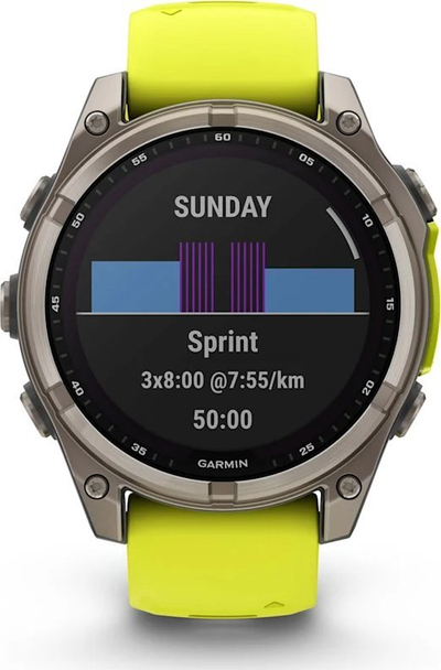 Orë inteligjente Garmin Fenix 8 Solar Sapphire, 1.3", GPS, e verdhë