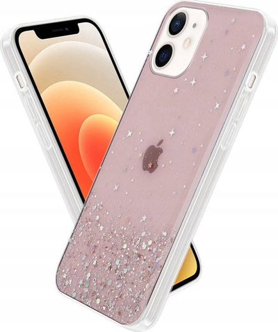 Këllëf telefoni me glitter për iPhone 12 Pro Max, plastikë e butë, i tejdukshëm me shkëlqim, rozë