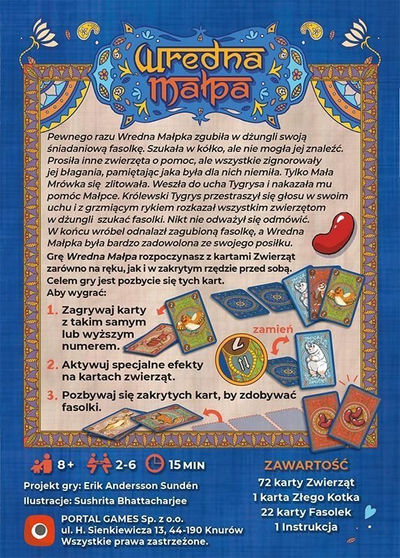 Lojë me letra Portal Games Mean Monkey Portal, strategjike, për shoqëri