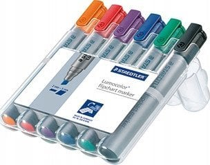 Markera flipchart STAEDTLER Lumocolor 356 B WP6, majë e prerë, set 6 copë, shumëngjyrësh