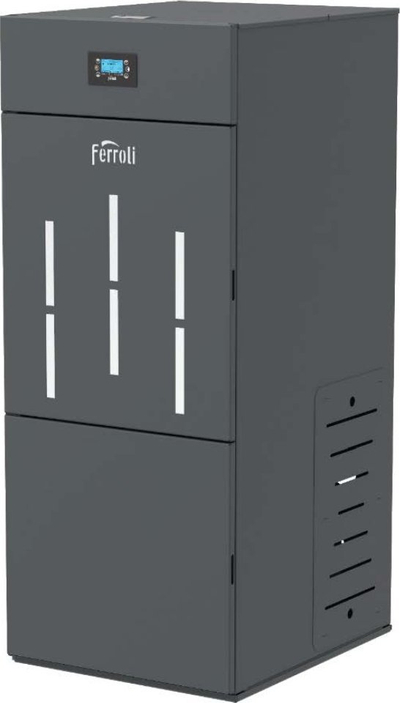 Kaldajë peleti Ferroli Biopellet Pro 24kW, rezervuar 105kg, gri
