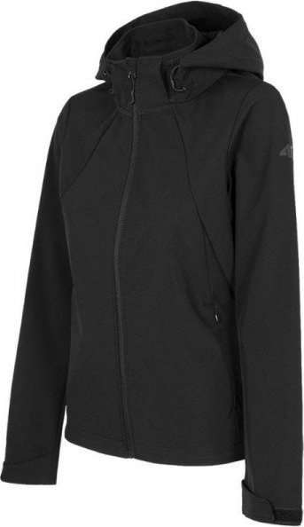 Xhaketë softshell për goca 4F W H4Z22 SFD001, NeoDry, me kapuç, e zezë