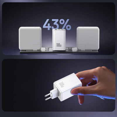 Karikues muri Baseus EnerFill FE11, 100W, 2x USB‑C USB‑A, i bardhë