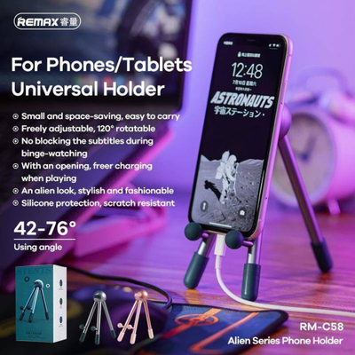 Mbajtëse tavoline Remax RM C58 Alien Series, për çdo lloj telefoni dhe tableti, e gjelbër