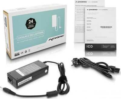 Adapter karikimi për laptop Movano 19V 4.74A 90W, 5.5x3.0mm, për Samsung