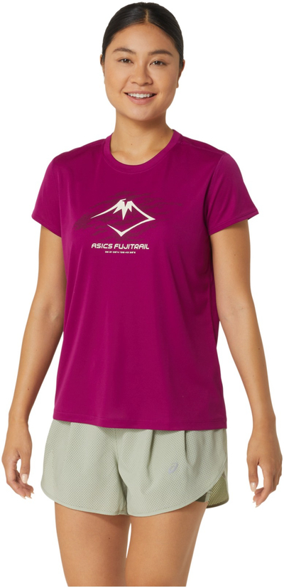 Блуза за трчање Asics Fujitrail Logo Women, рециклиран полиестер, со рефлектирачки елементи, виолетова