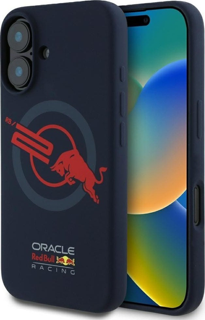 Mbulesë telefoni Red Bull HC Silicone ORBR20 për iPhone 16, MagSafe, silikoni, blu navy