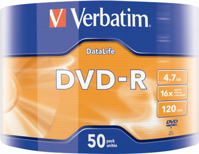 DVD disk Verbatim DataLife, 4.7GB, 16x, pako 50 copë, Matt Silver