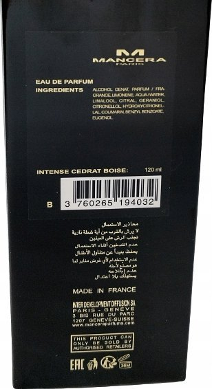 Parfum Mancera Intense Cedrat Boise, Extrait de Parfum, 120ml, uniseks