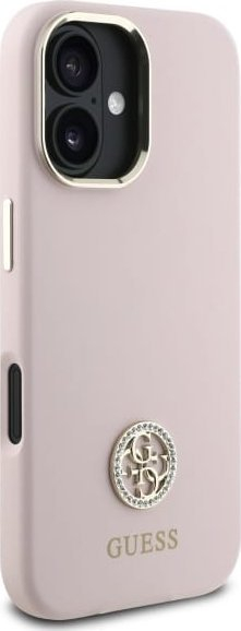 Mbulesë telefoni Guess GUHCP16SM4DGPP për iPhone 16 6.1", silikoni, rozë e çelët