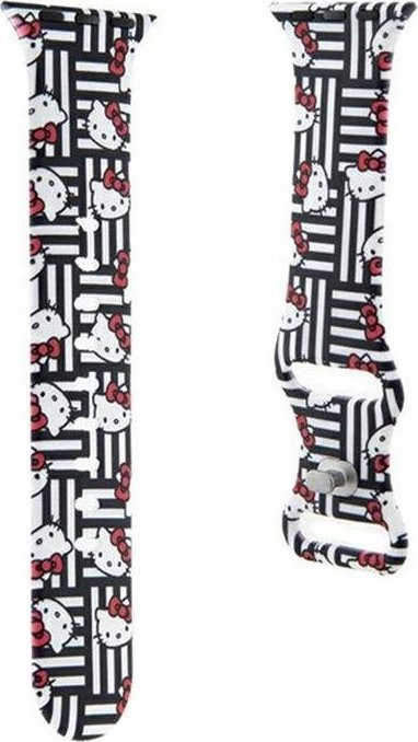 Rrip Hello Kitty për Apple Watch Heads and Stripes, 38/40mm, silikon, i zi