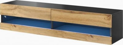 Komodë TV Cama Meble VIGO, 180 cm, panel i laminuar, dru lisi Wotan dhe e zezë