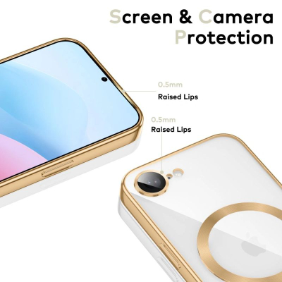 Заштитна маска Tech-Protect MagFlex MagSafe за iPhone 16E, проѕирна, сјајно златна