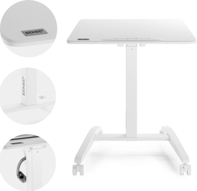 SENSE7 Мобилна Прилагодлива Маса за Лаптоп, Бела, 70 cm x 52 cm
