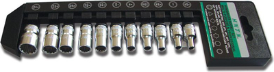 Set çelësash 12-këndor Honiton 4-13 mm, 1/4", 11 copë
