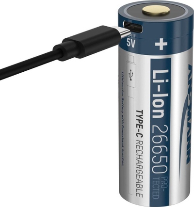 Bateri e rikarikueshme Ansmann Li Ion 26650 1307 0012, 5100mAh, 3.6V, me Micro USB