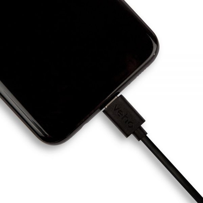 Kabllo karikimi Veho USB A në USB C, 20 cm, e zezë