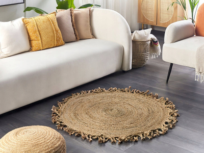 Tapet rrumbullak Beliani ZONGULDAK, 120 cm, jute, bezhë krem