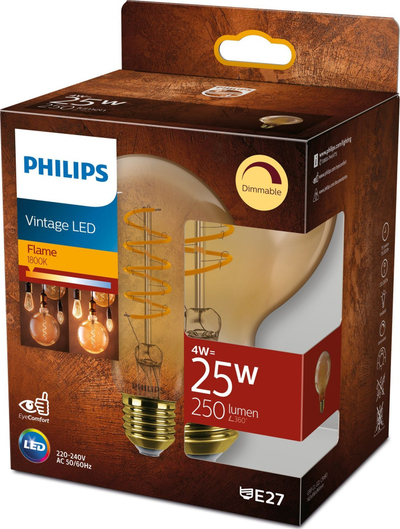 Llampë dekorative LED Philips Classic Gold Globe G93, 4W 250lm, E27, dritë e ngrohtë