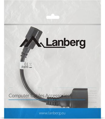 Kabllo adapter UPS IEC 320 C14 në Schuko F, 20 cm, e zezë