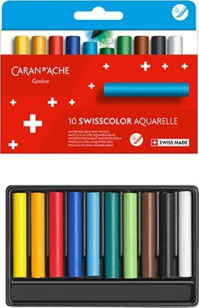 Ngjyra të qirit Caran d'Arche Swisscolor, 10 copë, shumëngjyrëshe