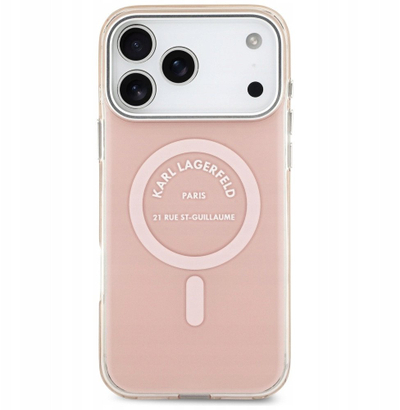 Kapak telefoni Karl Lagerfeld IML Karl RSG Logo MagSafe, iPhone 17 Pro Max, rozë