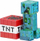 Figurinë koleksionare Minecraft Diamond Level Creeper, 14 cm, me aksesorë TNT, blu transparent