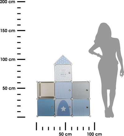 Kabinet organizues për kalamaj Castle, 7 ndarje, 94.5 x 32 x 109 cm, blu gri